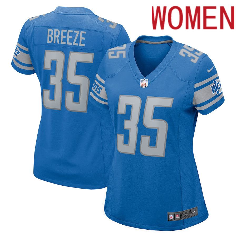 Women Detroit Lions 35 Brady Breeze Nike Blue Home Game Player NFL Jersey